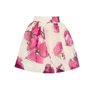 Aje Pink and Cream Floral Mini Skirt